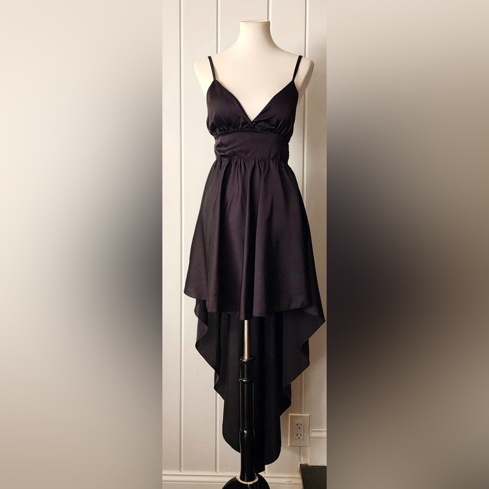 Pretty high/low Black Dress with Spaghetti Straps from Italy